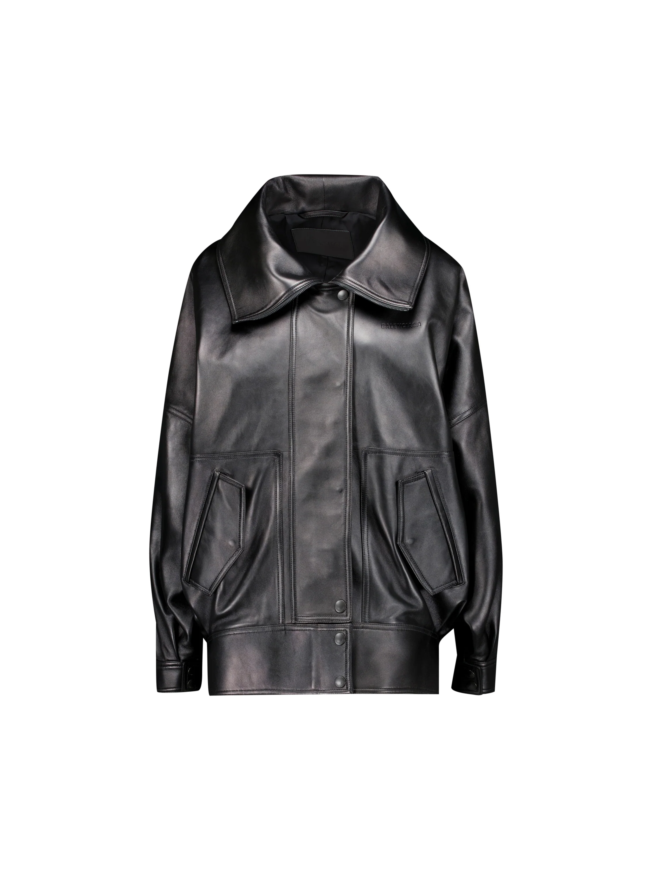 Bomber in pelle di angello leggera liscia nera A009F0 TVS051000 BALENCIAGA 