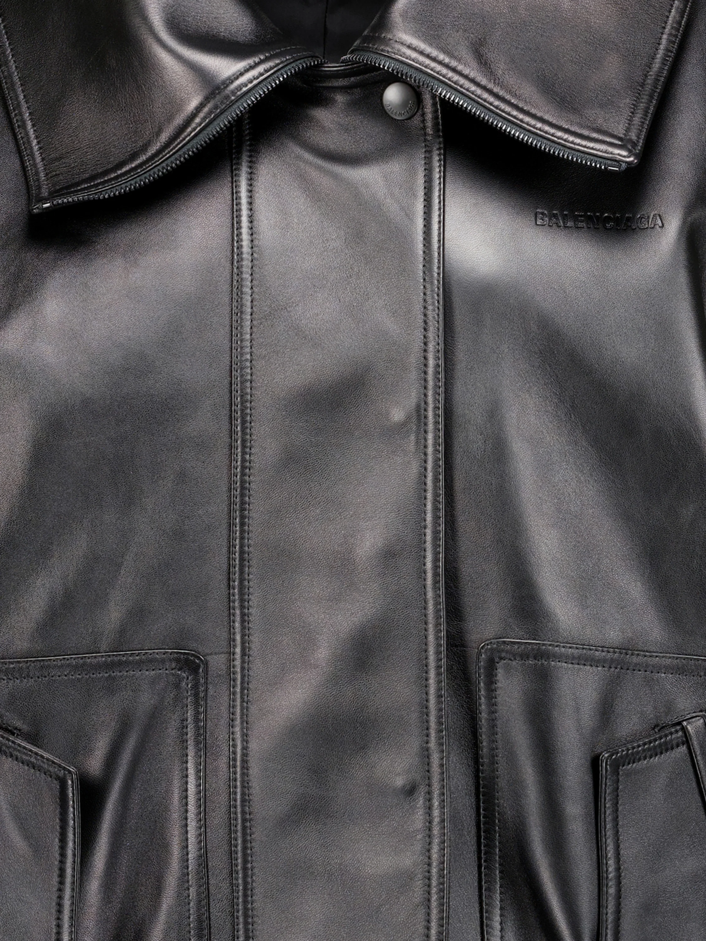 Bomber in pelle di angello leggera liscia nera A009F0 TVS051000 BALENCIAGA 
