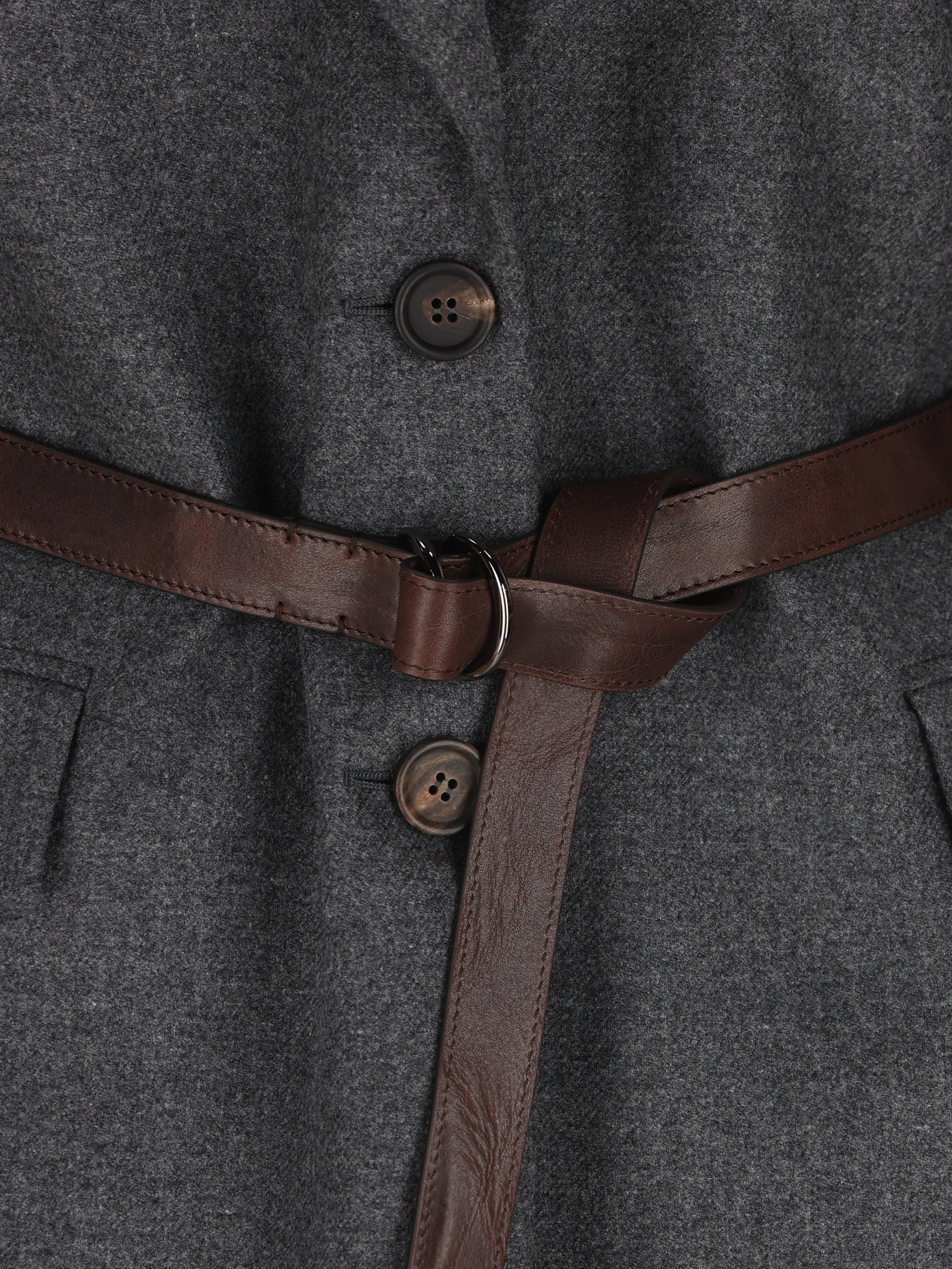 Giacca in lana e cashmere con cintura in pelle MB1627645 C032 BRUNELLO CUCINELLI