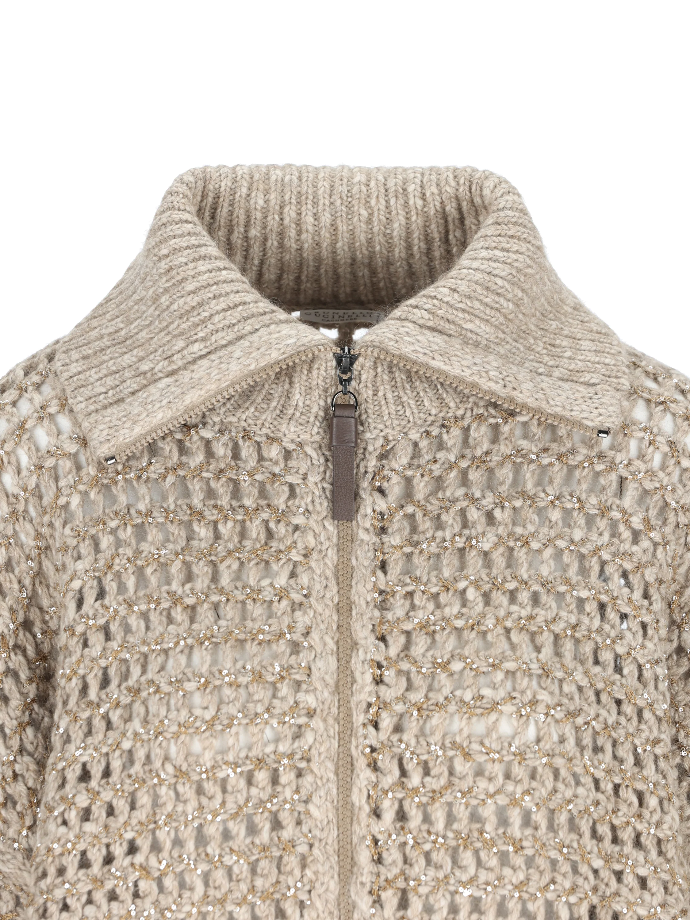 Cardigan Dazzling in Lana Vergine Soft e Cashmere a Rete MGO378806 CVA05 BRUNELLO CUCINELLI 
