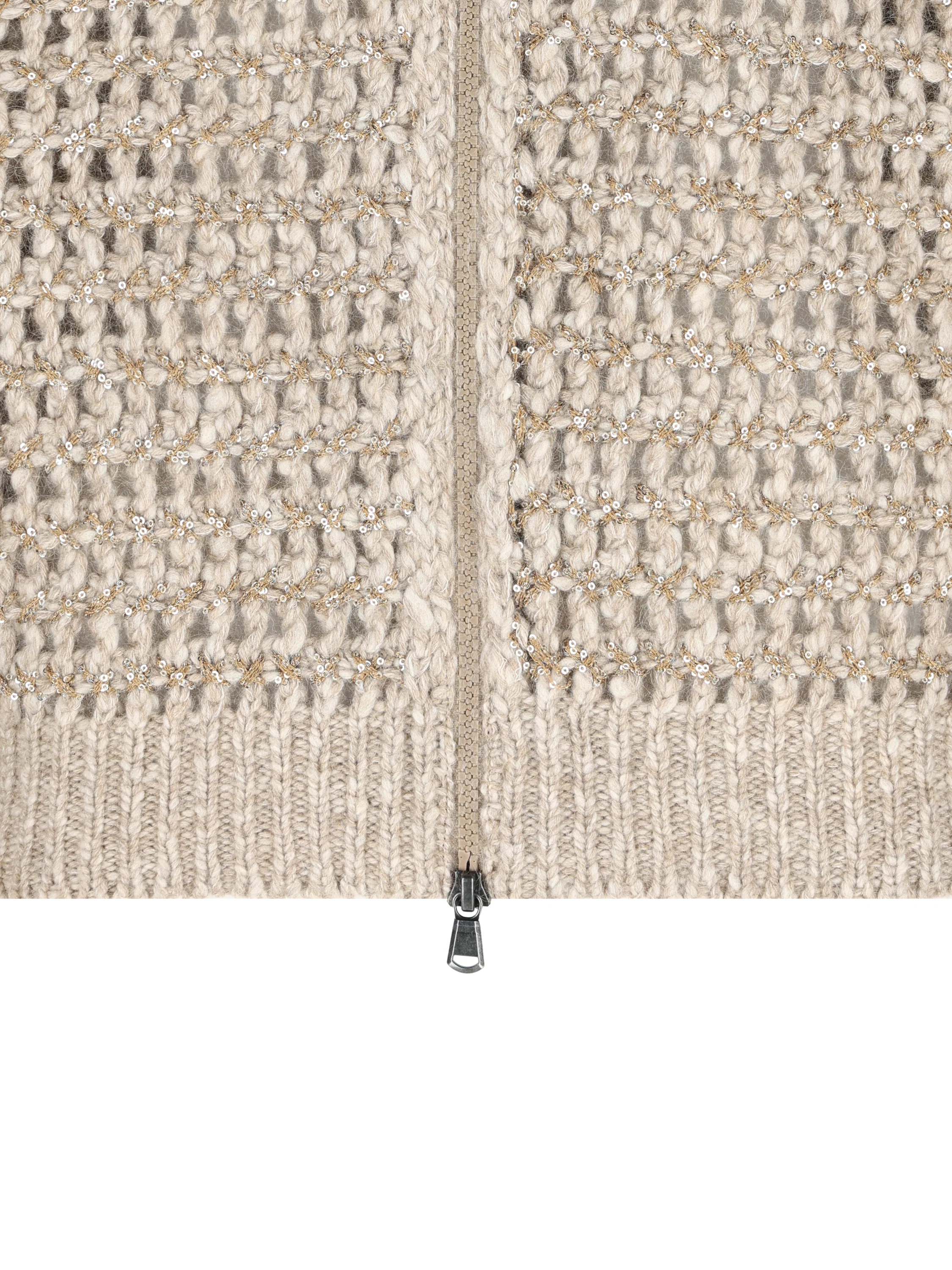 Cardigan Dazzling in Lana Vergine Soft e Cashmere a Rete MGO378806 CVA05 BRUNELLO CUCINELLI