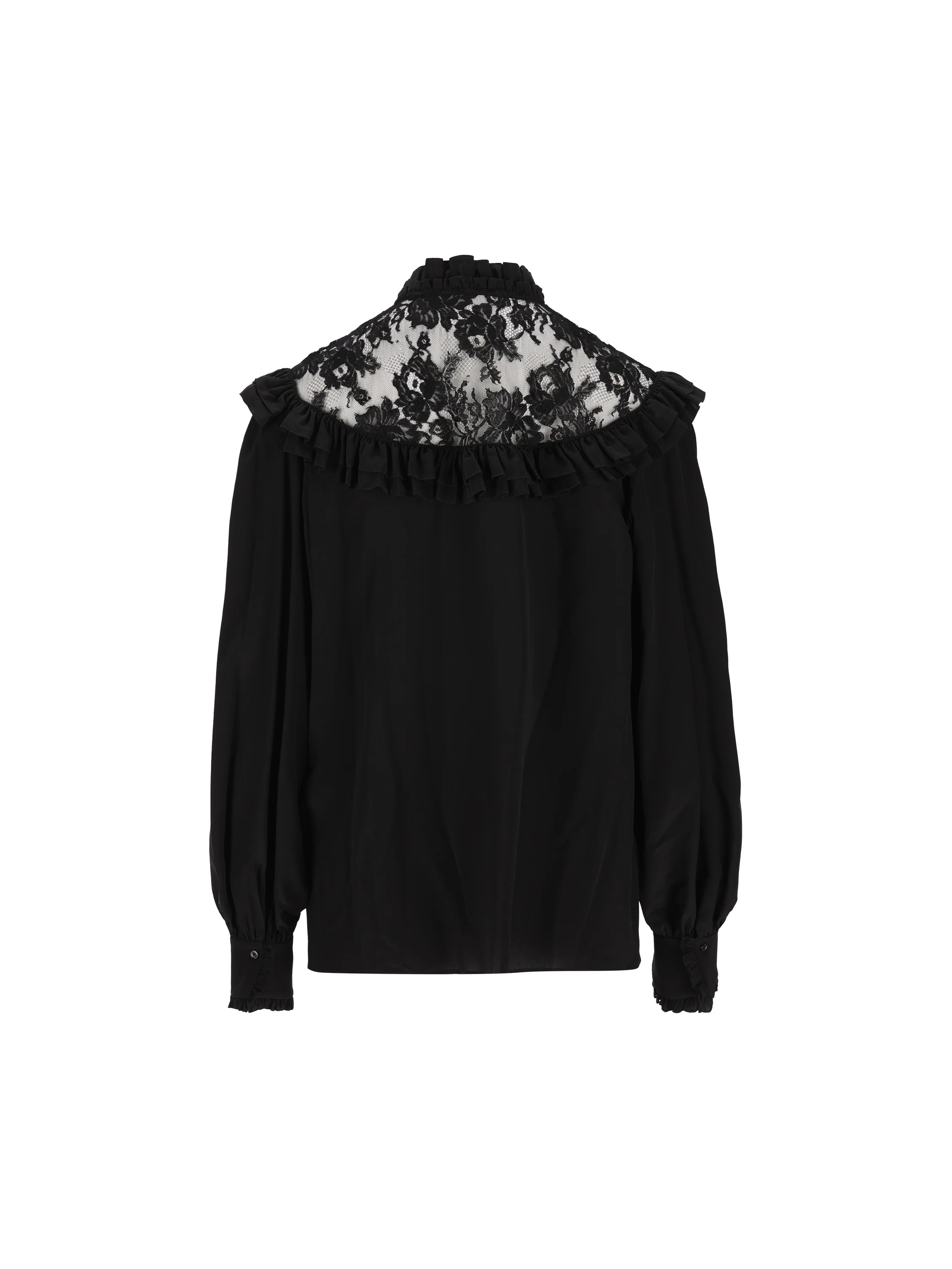 Blusa a collo alto con volant in crêpe de chine e pizzo CH26AHT40005 001 CHLOE' 