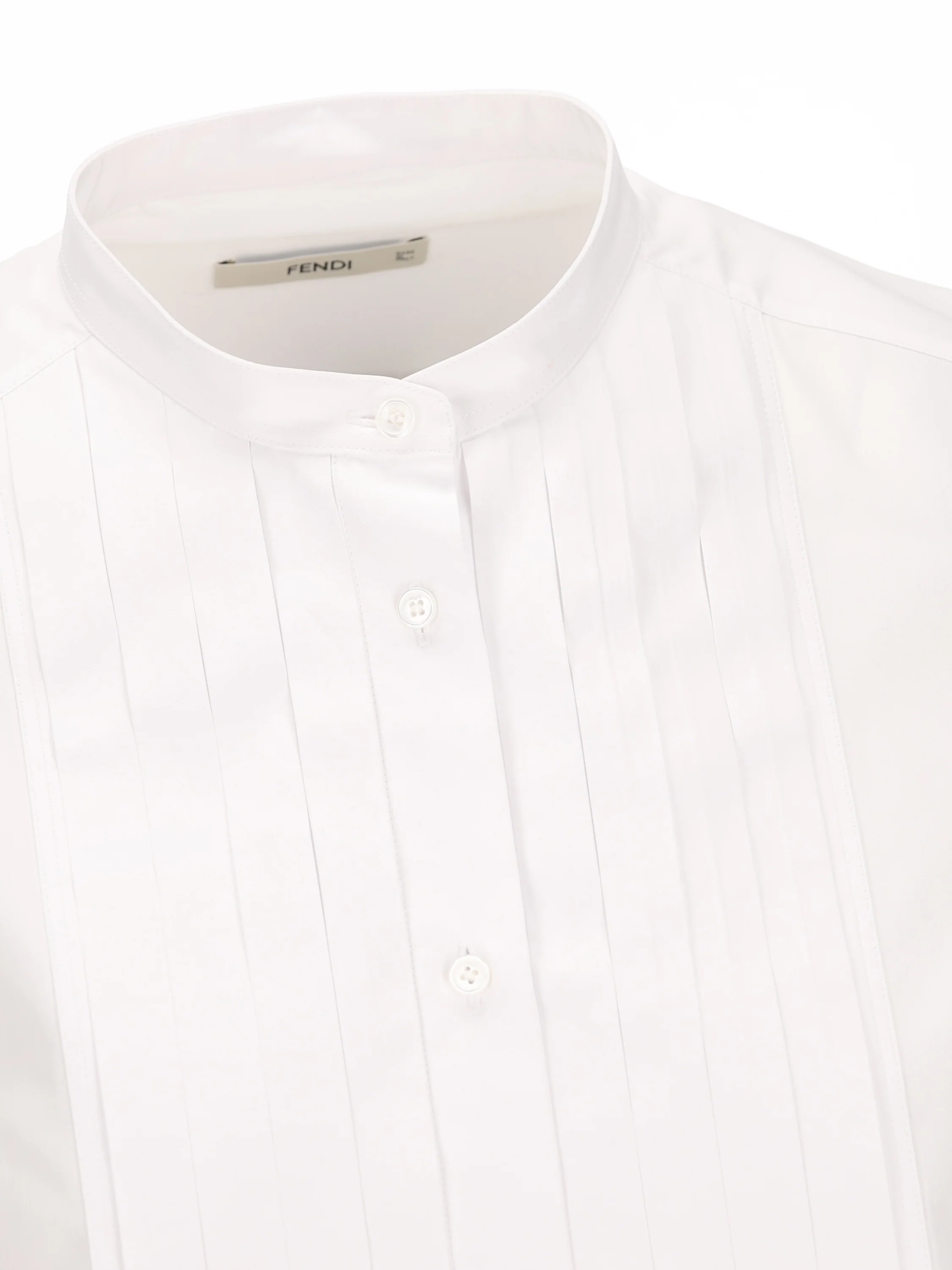 Camicia in Popeline di Cotone con Plastron Plissé FS8391 AMVLF0QA0 FENDI 