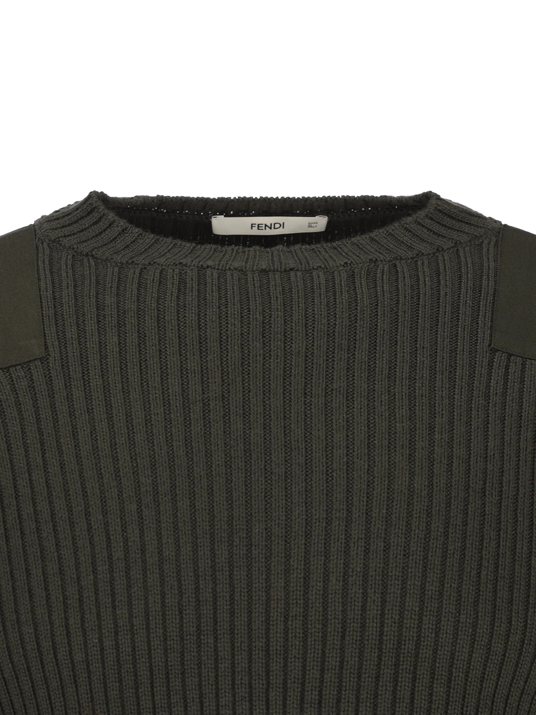 Maglia in lana verde a coste FZX226 B1Q1F0QQ4 FENDI 