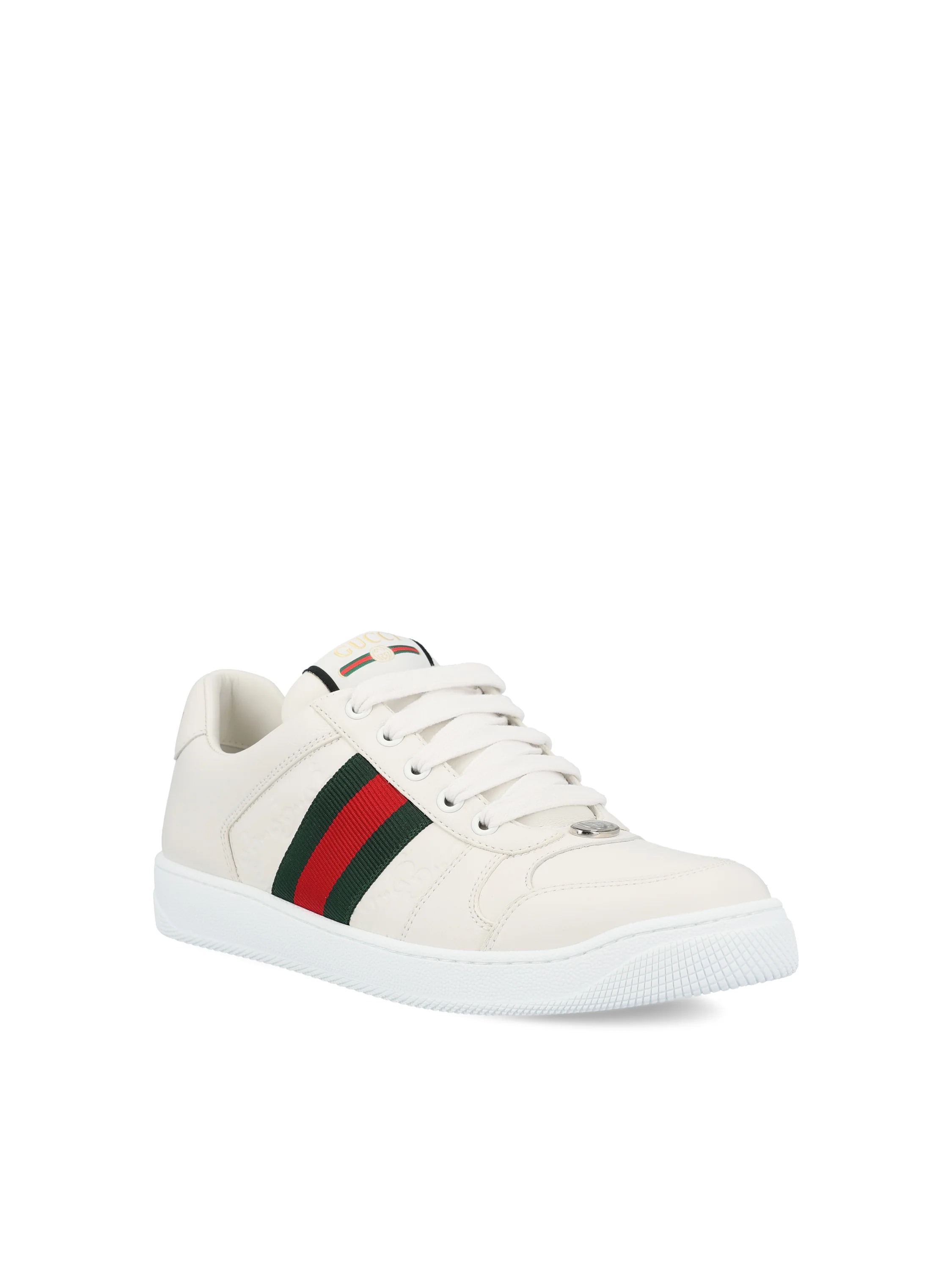 Gucci Sneaker Screener Donna in Pelle Bianca con Nastro Web 798854 AADU09094 GUCCI