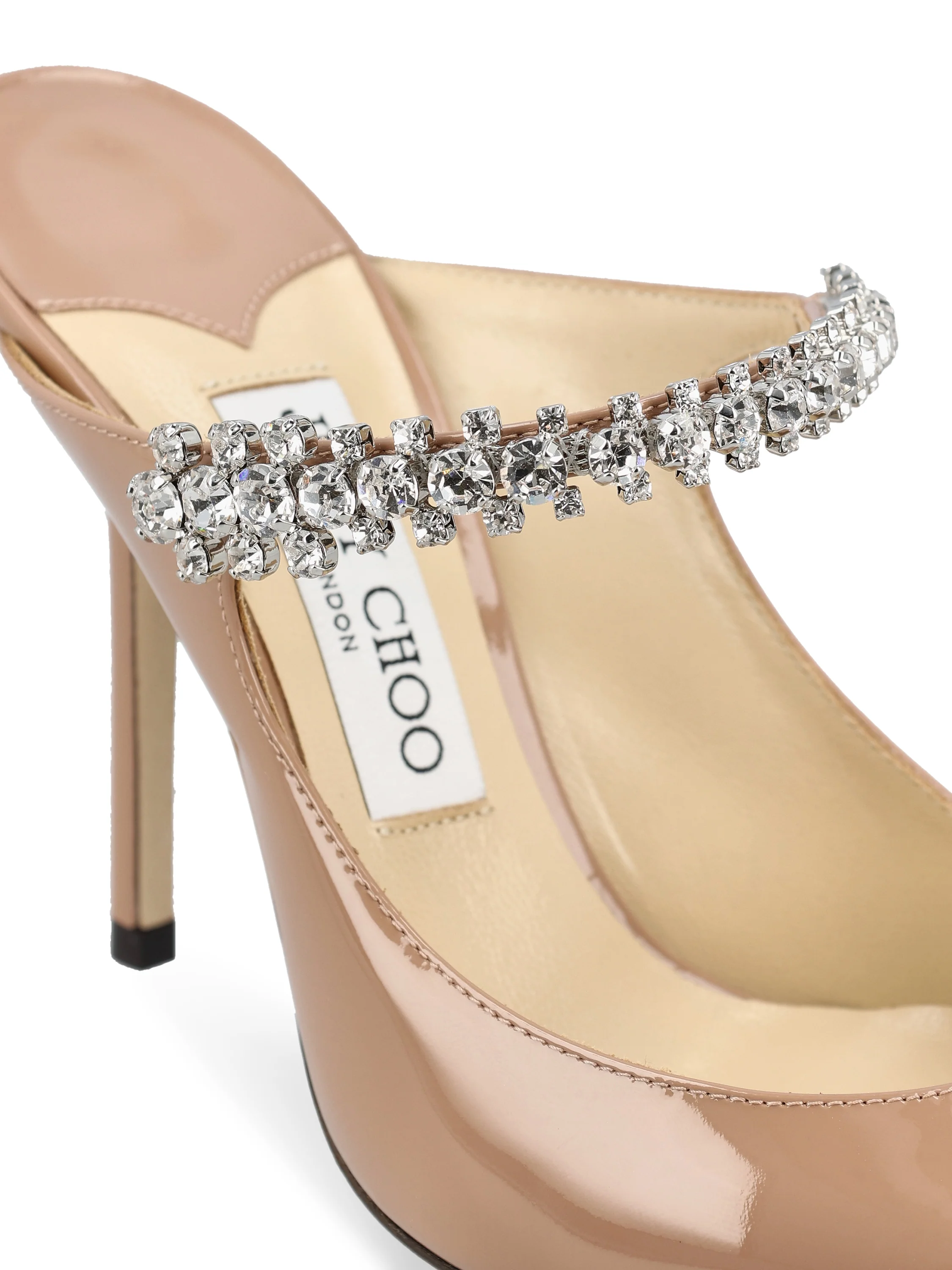 Sabot Bing 100 in Vernice Rosa Pastello con Cinturino di Cristalli BING 100 PATBALLET PINK JIMMY CHOO