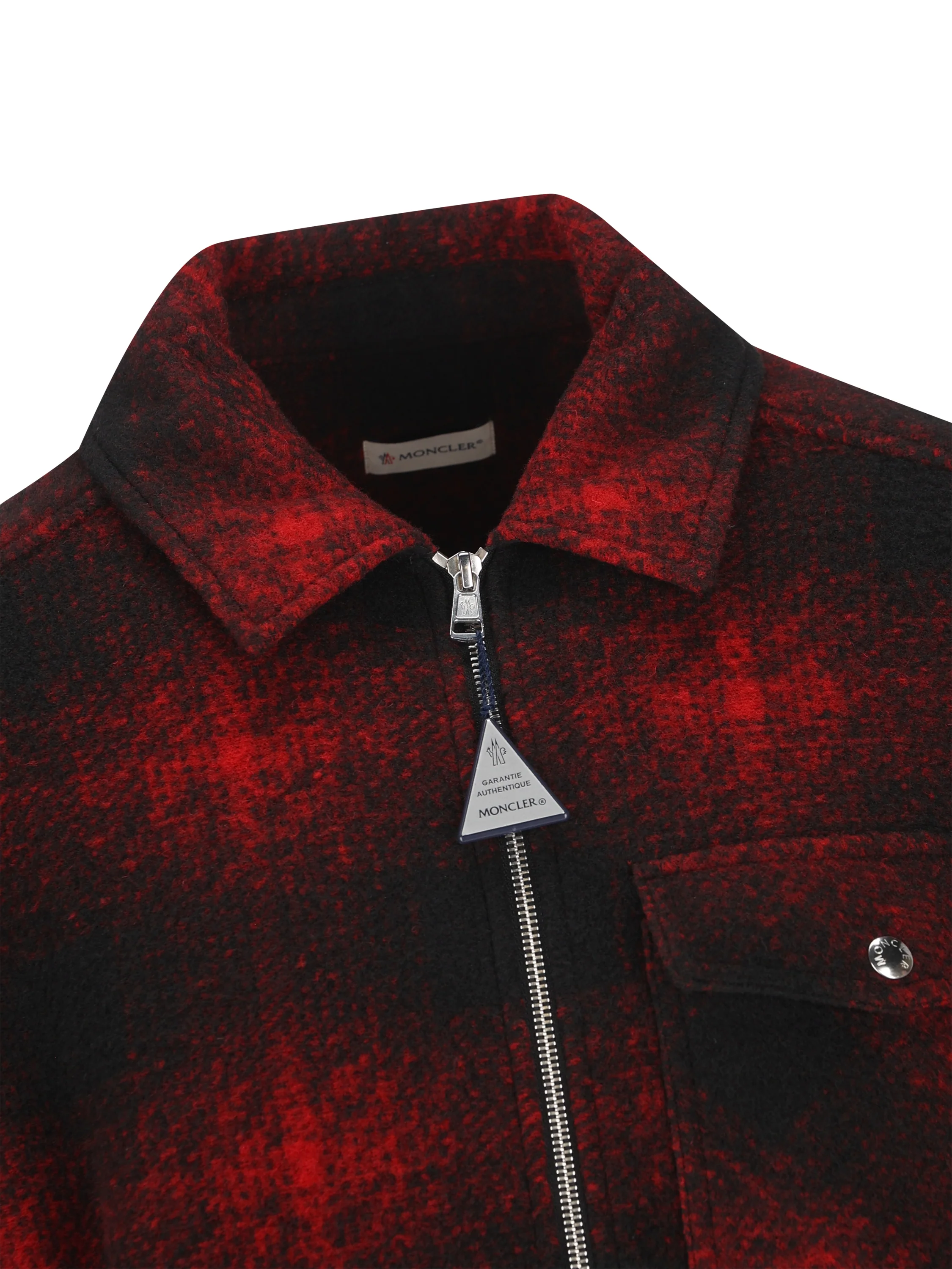 Camicia con zip in jersey a quadri M2F00035 89BKBF49 MONCLER