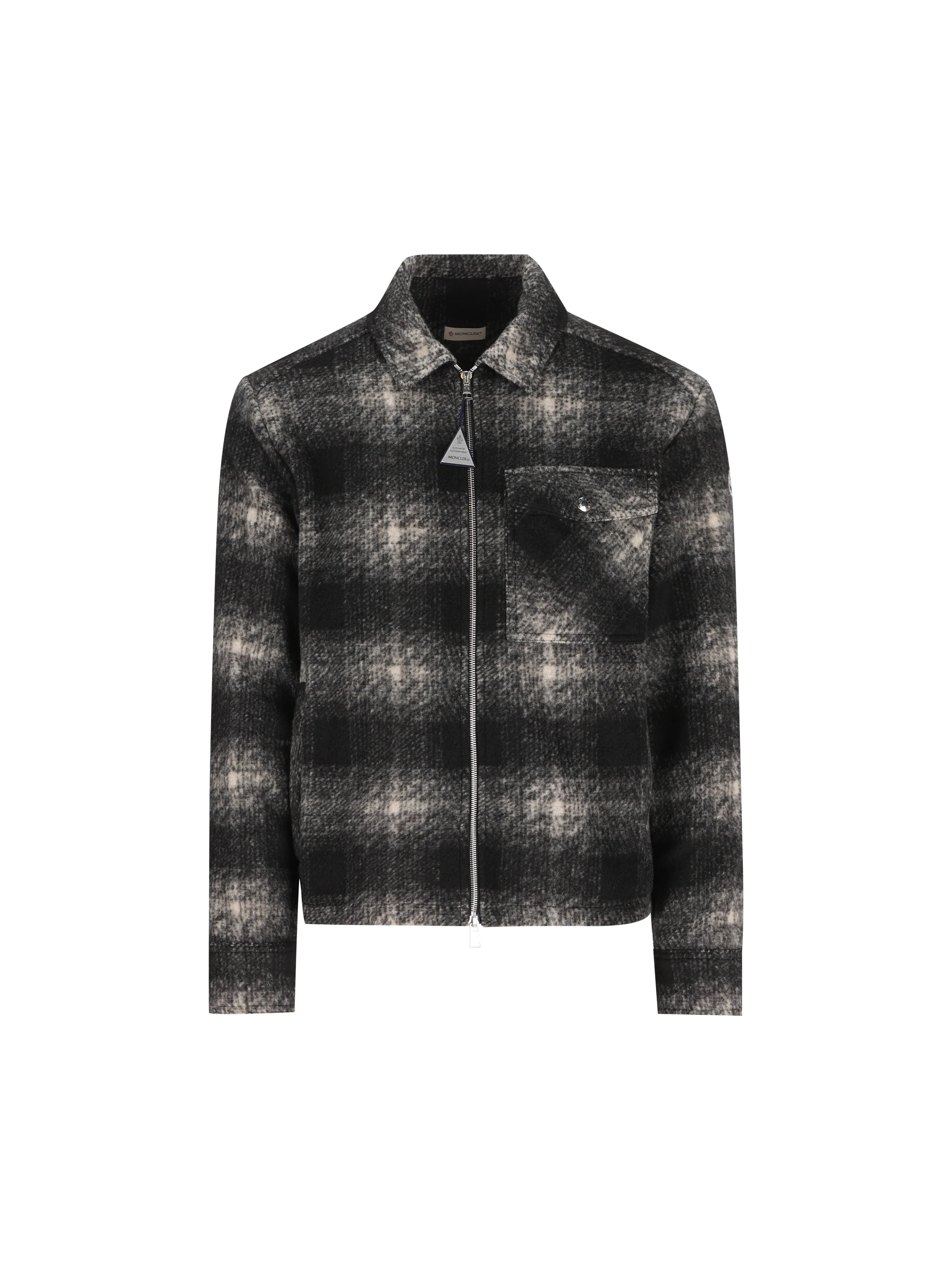 Camicia Moncler con zip in jersey a quadri M2F00035 89BKBF99 MONCLER 