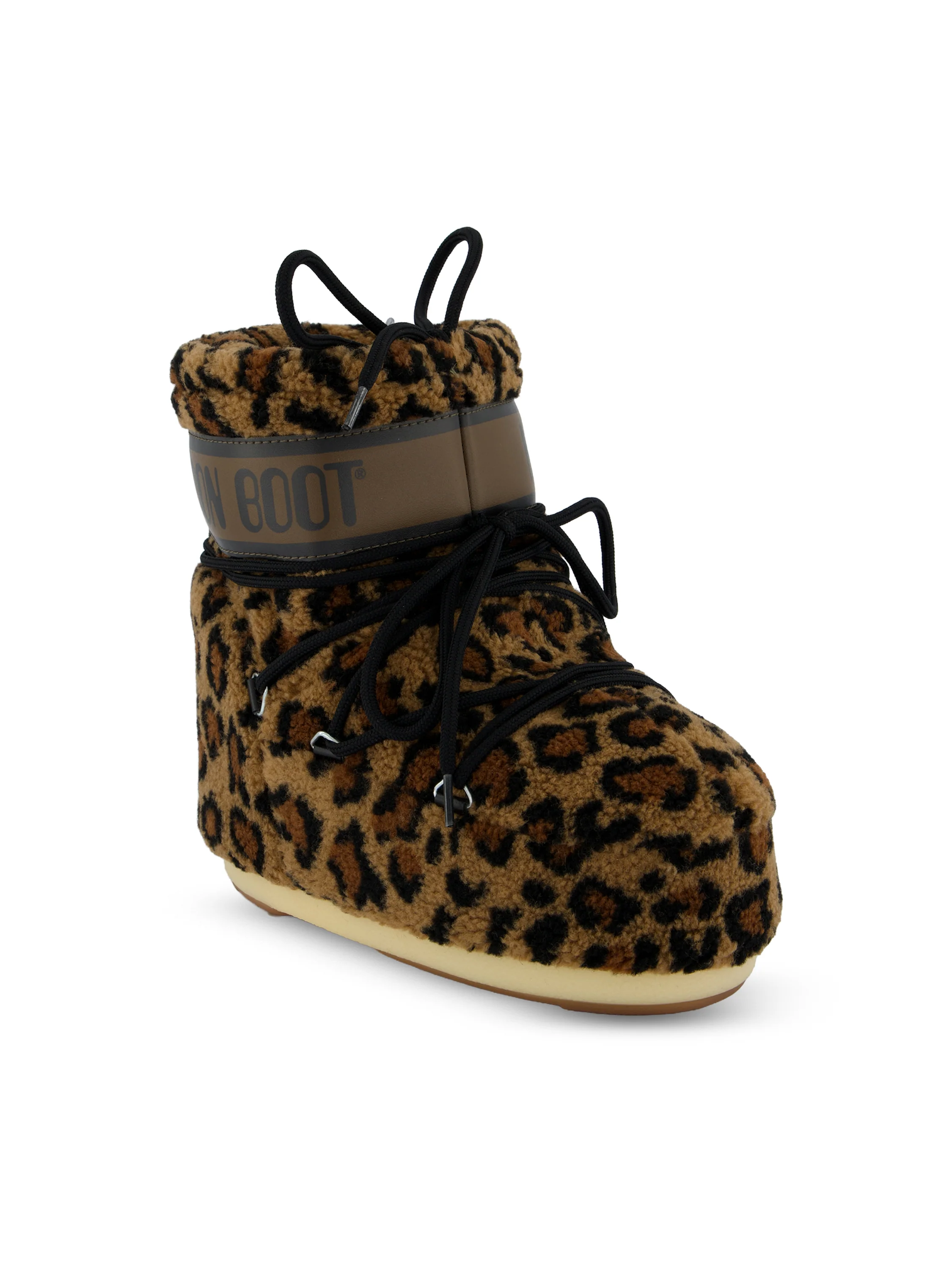 Stivale invernale Icon Low in teddy con stampa leopardata. 80D1409960 MM21 MOON BOOT