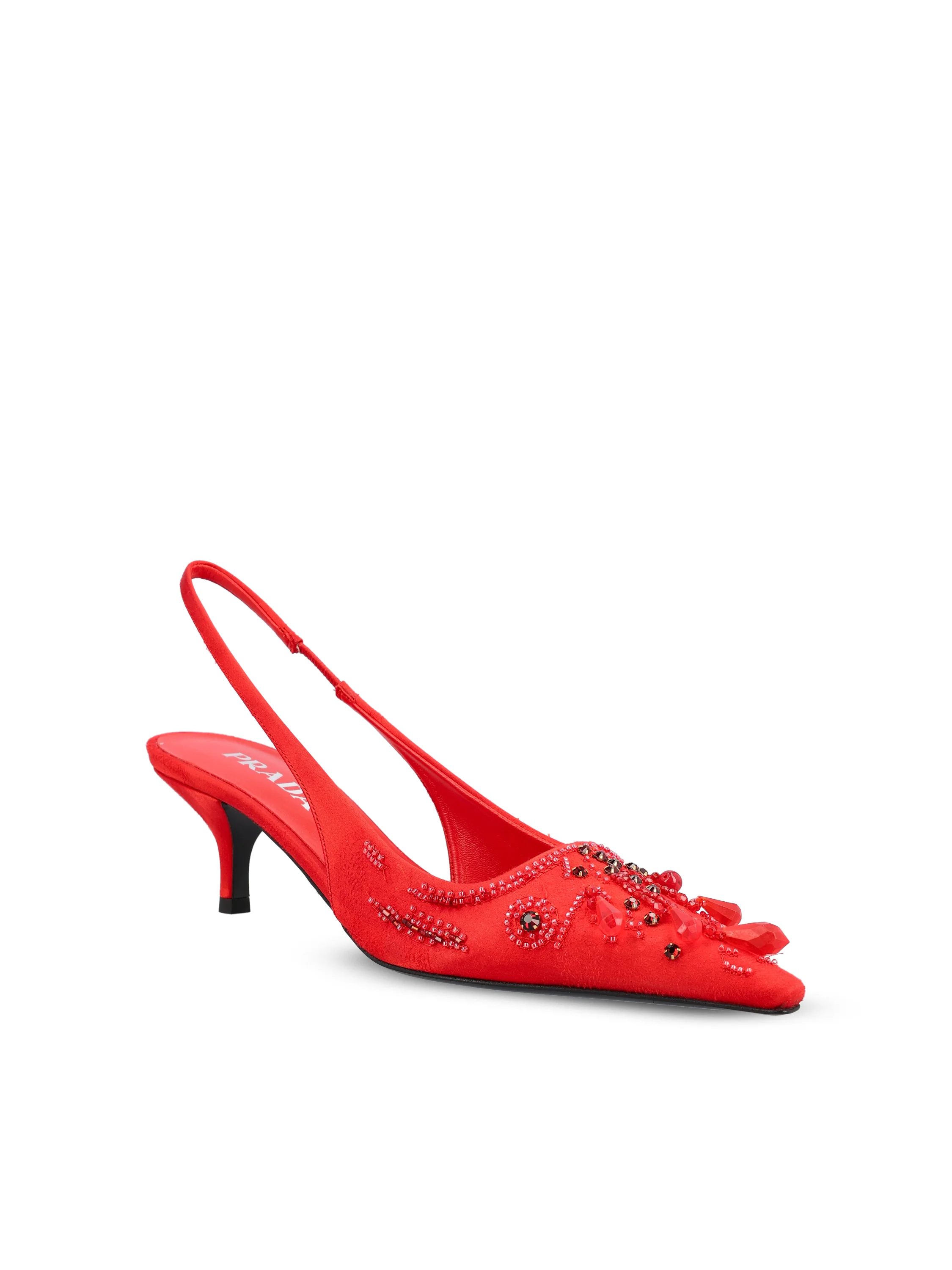 Décolleté slingback in raso con ricami 1I640O 3F7IF0011 PRADA