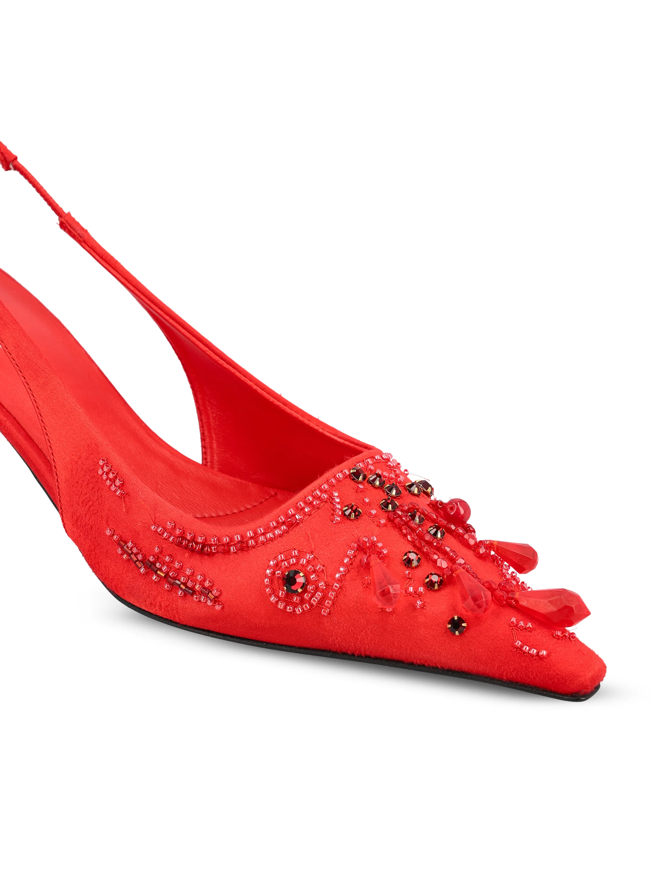 Décolleté slingback in raso con ricami 1I640O 3F7IF0011 PRADA
