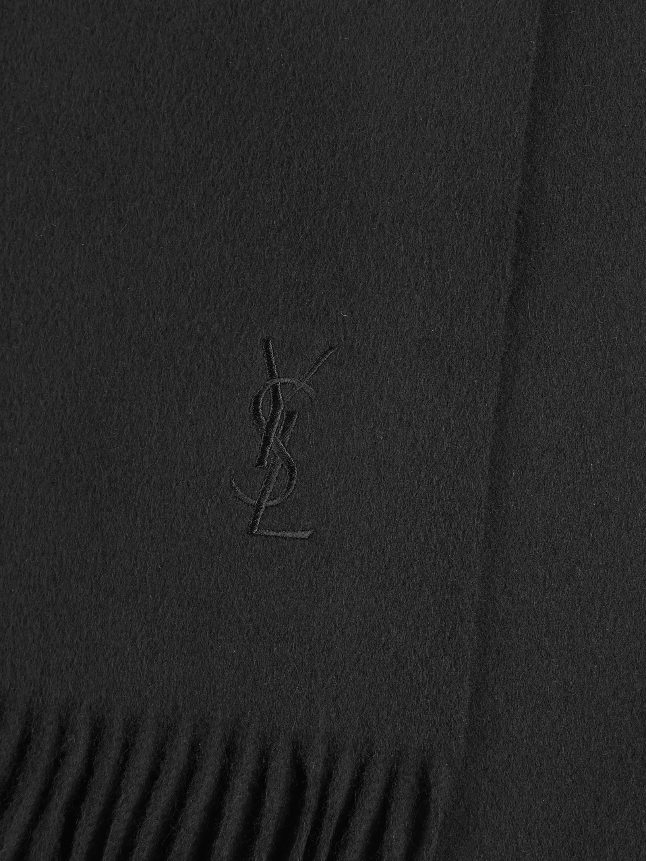 Sciarpa in Cashmere Nera con Monogram YSL A006VO 3Y2011000 SAINT LAURENT