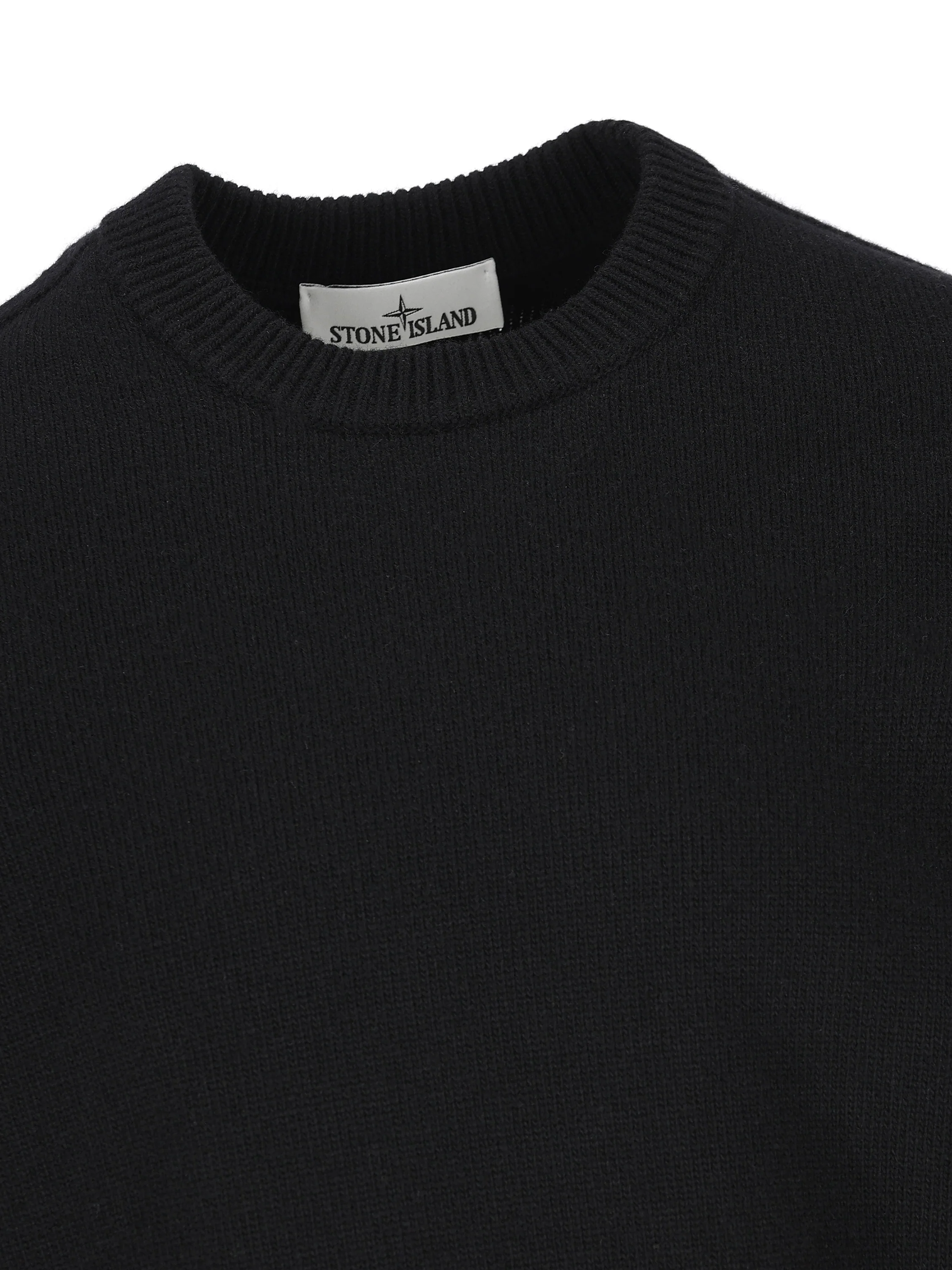 Maglione girocollo in lana d'agnello con dettagli a punto rovescio 5100072 S00A3V0029 STONE ISLAND 