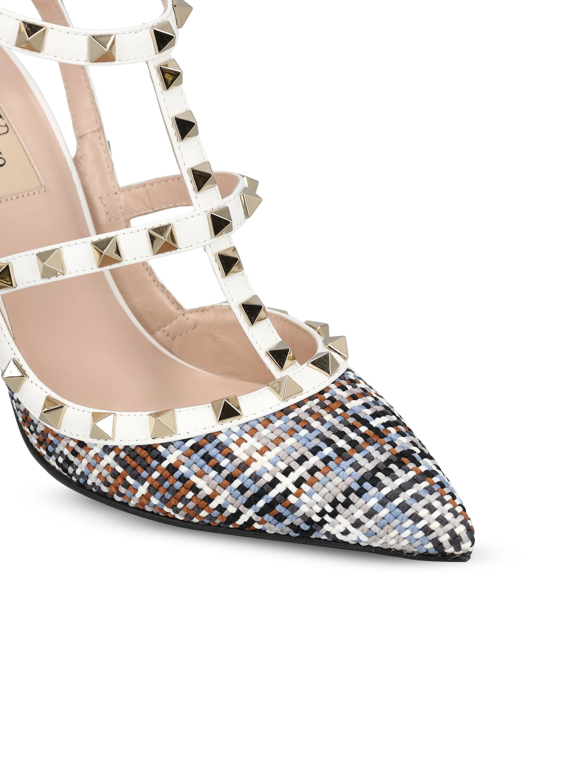 Décolleté con cinturini Valentino Garavani Rockstud in tessuto intrecciato 8W0S0393EDX 3NU VALENTINO GARAVANI