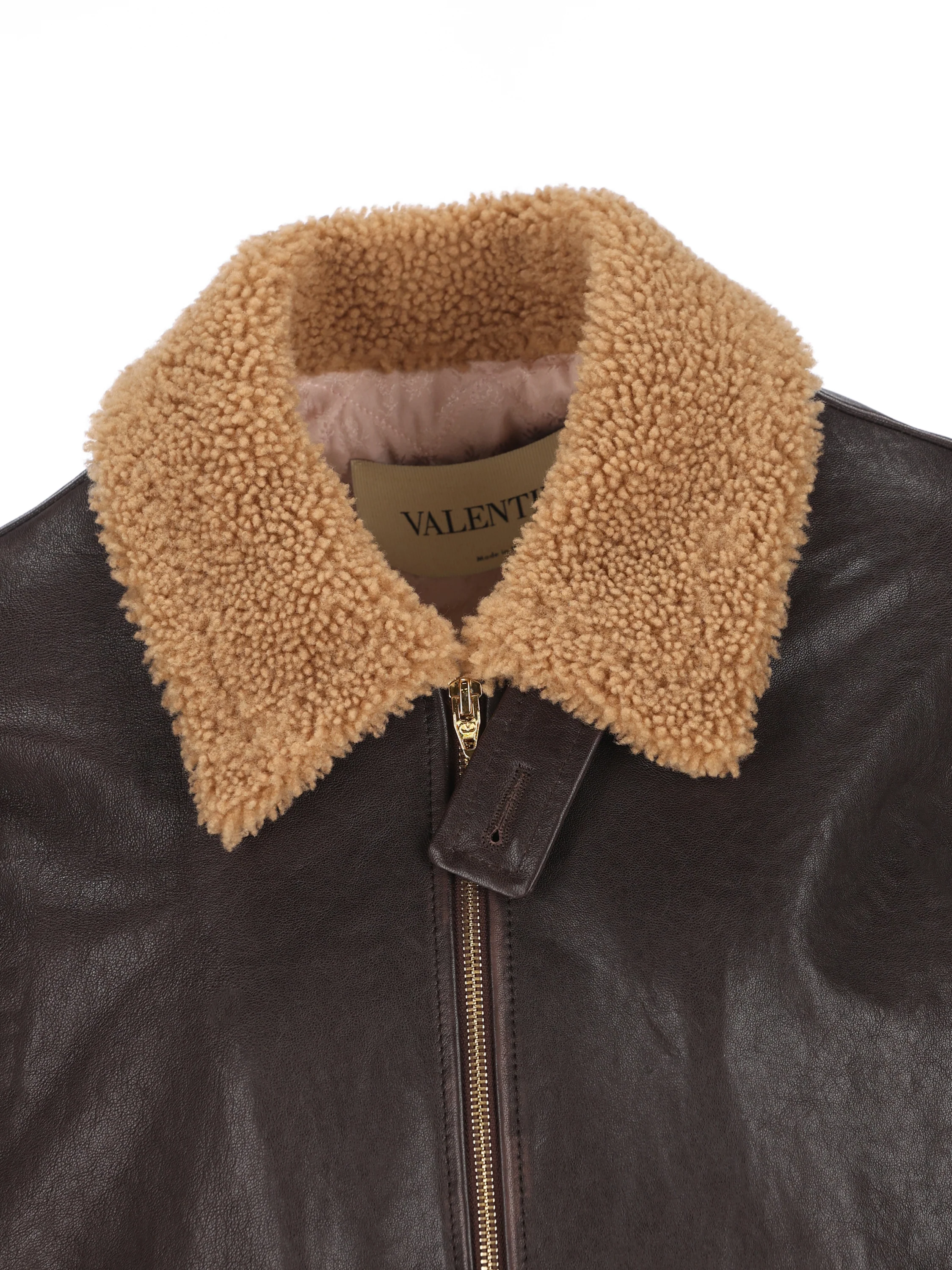 Bomber realizzato in pelle e shearling. 9B3NB16ZAB2 1YN VALENTINO GARAVANI 