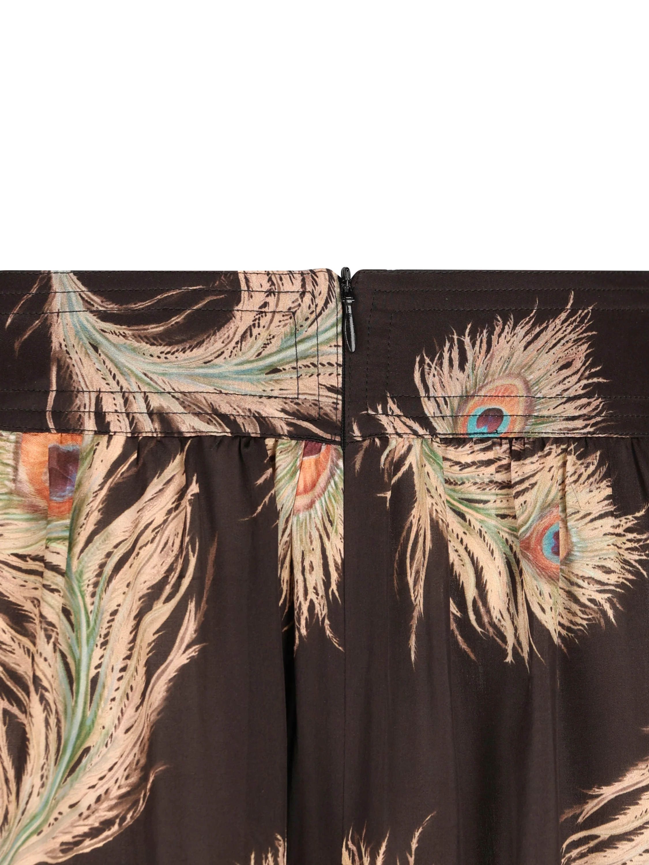 Pantalone in seta con stampa piume di pavone 4843PF261 BLKFEA ZIMMERMANN