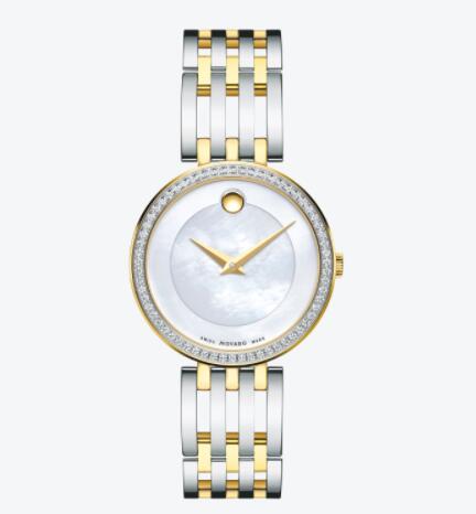 Movado Esperanza Women two-toned Stainless Steel Watch with white Dial and Diamonds Replica 0607085