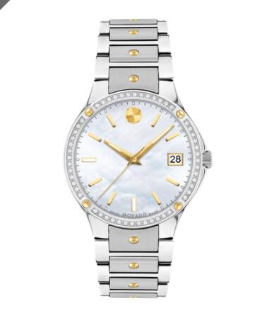 Movado Two-Tone Stainless Steel Watch With Diamond Bezel Replica 0607517