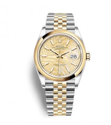Rolex Datejust 36 Stainless Steel / Yellow Gold / Smooth / Golden Palm / Jubilee Replica Watch 126203-0037