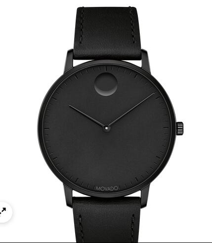 Movado Face Black Stainless Steel Watch With Black Leather Strap 3640002 Replica Watch Cheap Price