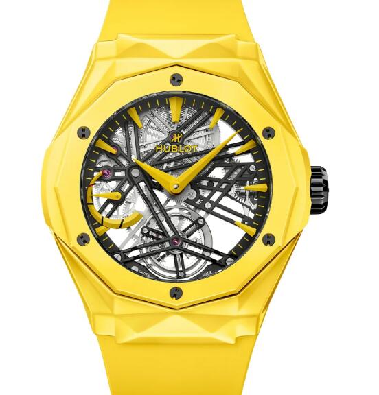 HUBLOT Classic Fusion Tourbillon Orlinski Ceramic Yellow Magic 45MM Replica Watch 505.CY.119Y.RX.ORL24