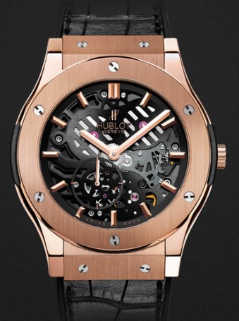 Replica Hublot Watch Classic Fusion Ultra-thin skeleton King Gold 45mm 515.OX.0180.LR