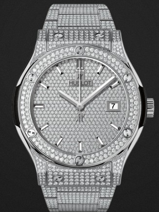 Replica Hublot Watch Classic Fusion Titanium Bracelet Full Pavé 42mm 542.NX.9010.NX.3704