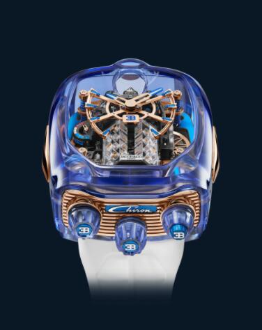 Jacob and Co. Bugatti Chiron Tourbillon Blue Sapphire Crystal W16 Engine Replica Watch
