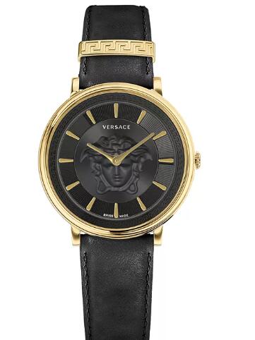 Cheap Versace Women's Swiss V-Circle Black Leather Strap Watch 38mm Replica Cheap Versace Women's Swiss V-Circle Black Leather Strap Watch 38mm Replica