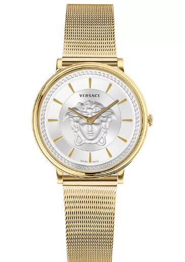 Cheap Versace Women's Swiss V-Circle Gold Ion-Plated Stainless Steel Mesh Bracelet Watch 38mm Replica Cheap Versace Women's Swiss V-Circle Gold Ion-Plated Stainless Steel Mesh Bracelet Watch 38mm Replica