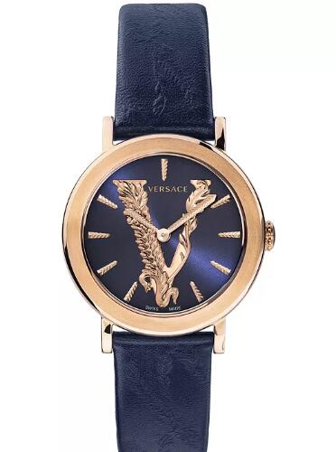 Cheap Versace Women's Swiss Virtus Blue Leather Strap Watch 36mm Replica Cheap Versace Women's Swiss Virtus Blue Leather Strap Watch 36mm Replica
