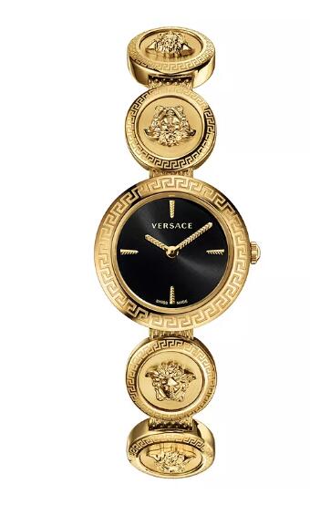 Cheap Versace Women's Swiss Medusa Stud Icon Gold-Tone Stainless Steel Bracelet Watch 28mm Replica