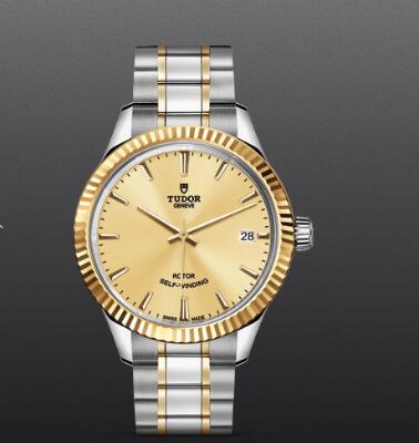 Replica Watch TUDOR STYLE 34 MM Steel Case yellow gold bezel m12313-0001