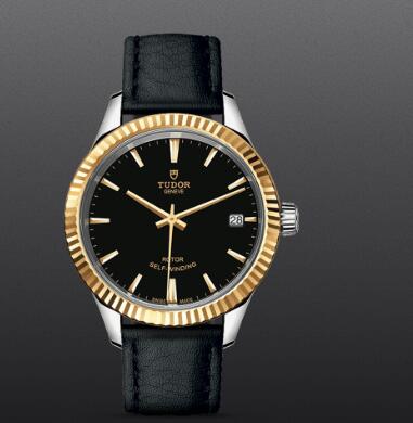 Fake Watch Tudor Style 34mm steel case yellow gold bezel m12313-0019