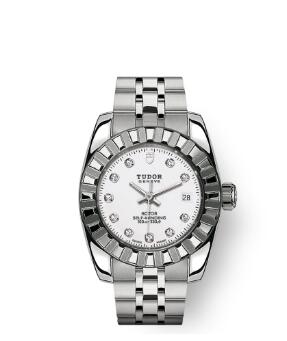 Tudor Classic Date Watch Replica 28 mm steel case White diamond-set dial m22010-0013 Tudor Classic Date Watch Replica 28 mm steel case White diamond-set dial m22010-0013