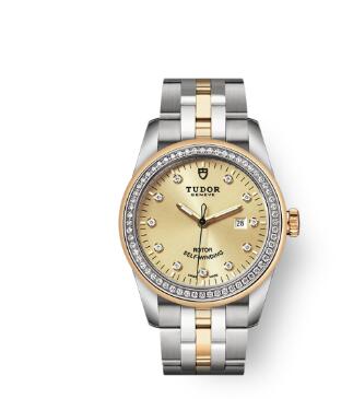 Cheap Tudor Glamour Date Review Replica Watch 31 mm steel case Diamond-set dial m53023-0021