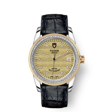 Cheap Tudor Glamour Date Review Replica Watch 36 mm steel case Diamond-set dial m55023-0052