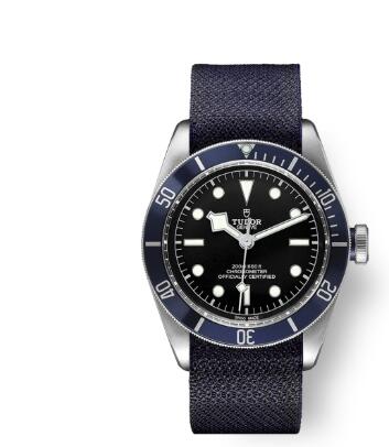 Tudor BLACK BAY replica watch m79230b-0006 41 mm steel case Blue fabric strap Tudor BLACK BAY replica watch m79230b-0006 41 mm steel case Blue fabric strap